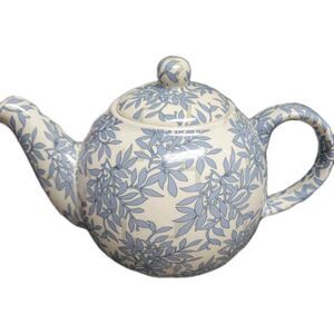 London Pottery globe teapot blue flower floral design